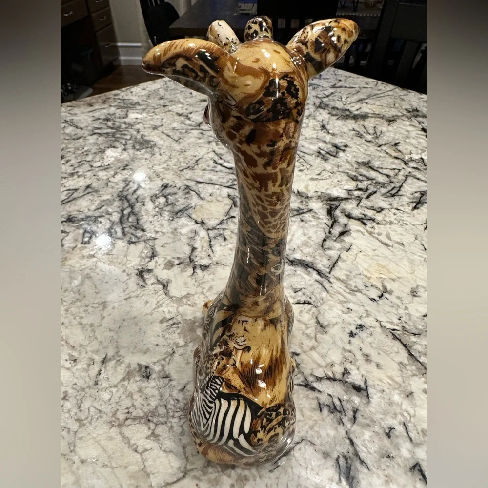 EUC La Vie Safari Decoupage Porcelain Elephant and Giraffe Figurine Set - Picture 8 of 11